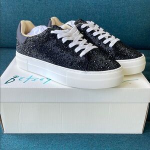 Betsey Johnson Rhinestone Black Sneakers - Size 9
